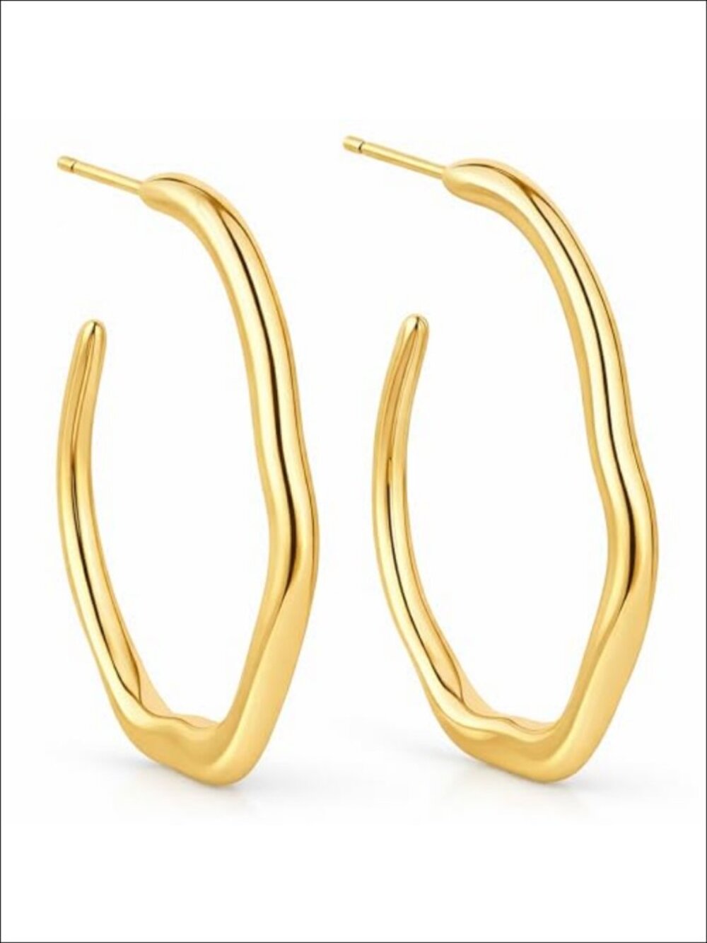 Waterproof Hoop Earrings 18K Real Gold PVD Plated Hypoallergenic